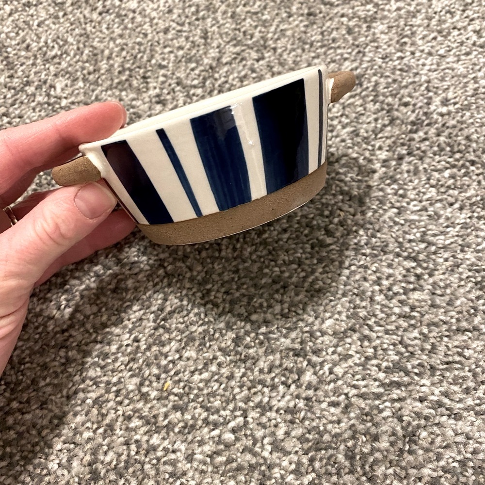 Potter’s Studio Blue and Tan Ceramic Condiment Bowl